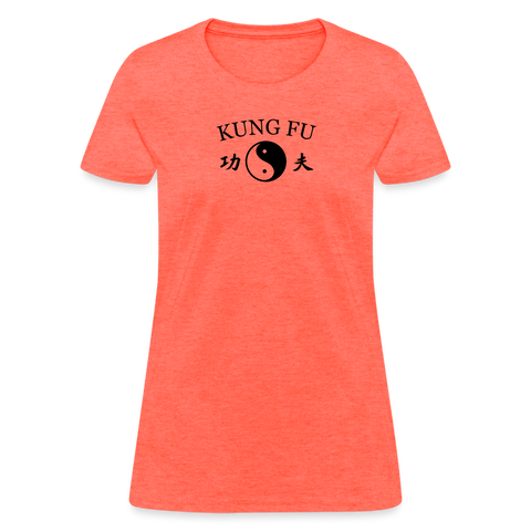 Kung Fu Yin and Yang Kanji Women's T-Shirt - heather coral