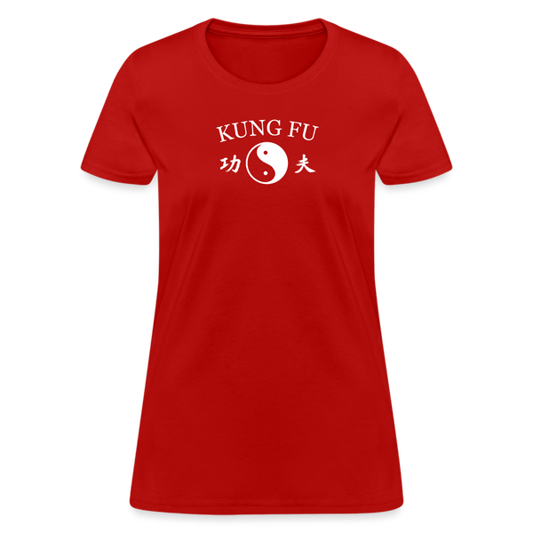 Kung Fu Yin and Yang Kanji Women's T-Shirt - red