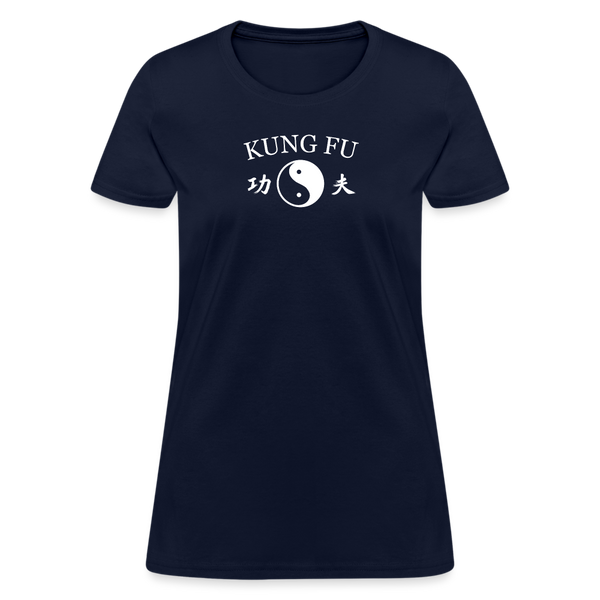 Kung Fu Yin and Yang Kanji Women's T-Shirt - navy