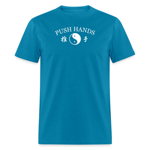 Push Hands Yin and Yang Kanji Men's T-Shirt - turquoise