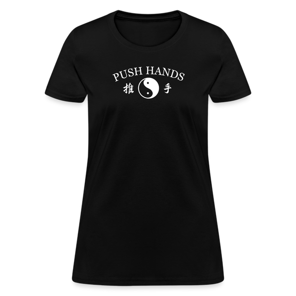 Push Hands Yin and Yang Kanji Women's T-Shirt - black