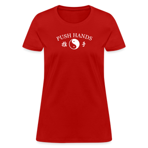 Push Hands Yin and Yang Kanji Women's T-Shirt - red