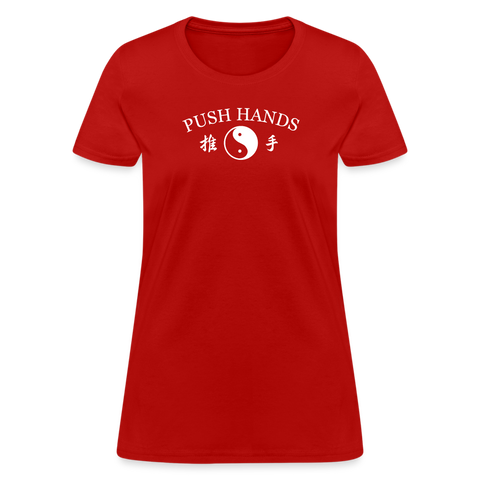 Push Hands Yin and Yang Kanji Women's T-Shirt - red