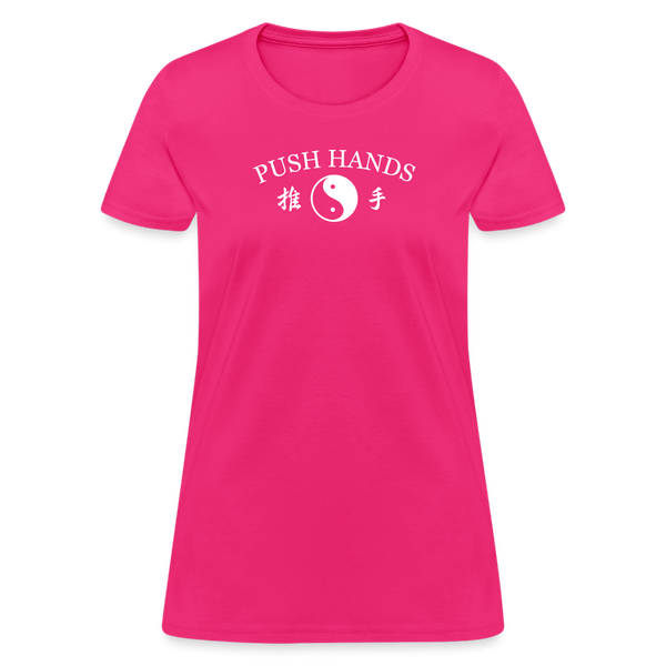 Push Hands Yin and Yang Kanji Women's T-Shirt - fuchsia