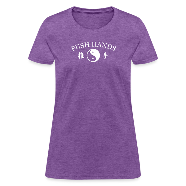 Push Hands Yin and Yang Kanji Women's T-Shirt - purple heather