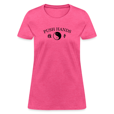 Push Hands Yin and Yang Kanji Women's T-Shirt - heather pink