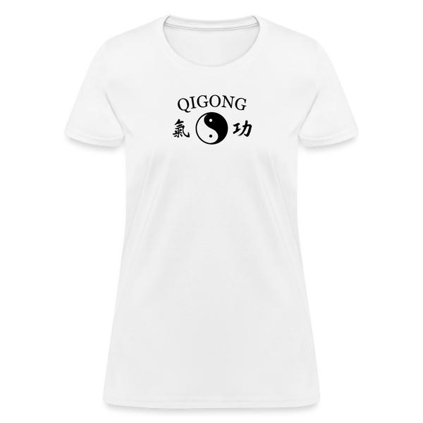 Qigong Yin and Yang with Kanji Women's T-Shirt - white
