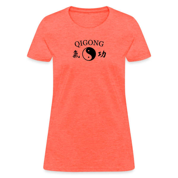 Qigong Yin and Yang with Kanji Women's T-Shirt - heather coral