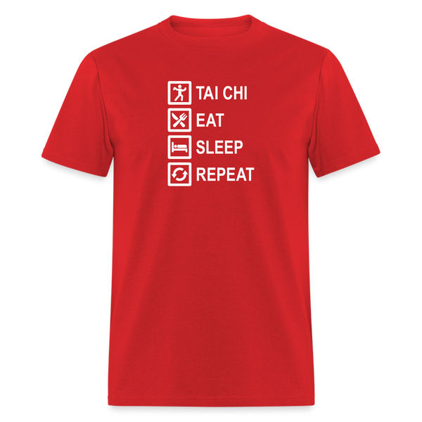 Tai Chi, Eat Sleep, Repeat Men's T-Shirt - red