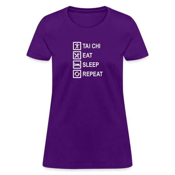 Tai Chi, Eat Sleep, Repeat Women's T-Shirt - purple