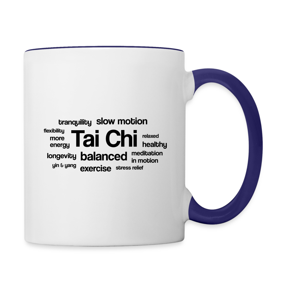 Tai Chi Health Benefits Mug - white/cobalt blue