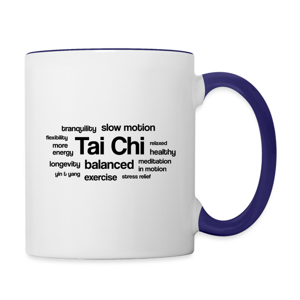 Tai Chi Health Benefits Mug - white/cobalt blue