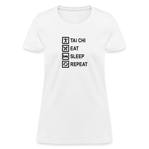 Tai Chi, Eat Sleep, Repeat Women's T-Shirt - white
