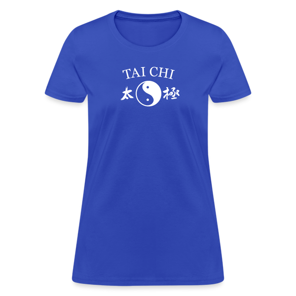 Tai Chi Yin and Yang with Kanji Women's T-Shirt - royal blue