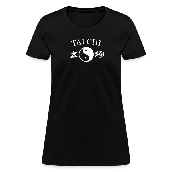 Tai Chi Yin and Yang with Kanji Women's T-Shirt - black