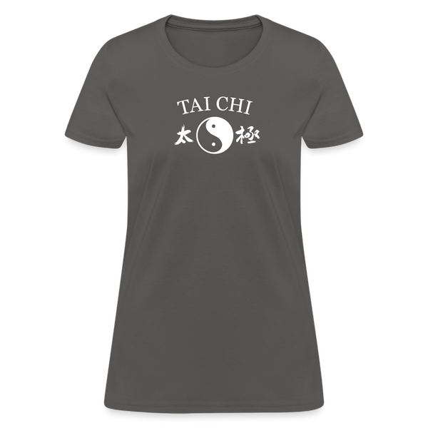 Tai Chi Yin and Yang with Kanji Women's T-Shirt - charcoal