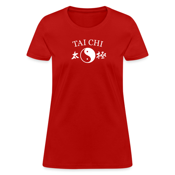 Tai Chi Yin and Yang with Kanji Women's T-Shirt - red
