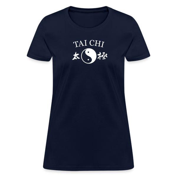 Tai Chi Yin and Yang with Kanji Women's T-Shirt - navy
