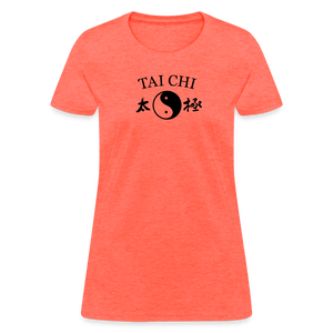Tai Chi Yin and Yang with Kanji Women's T-Shirt - heather coral