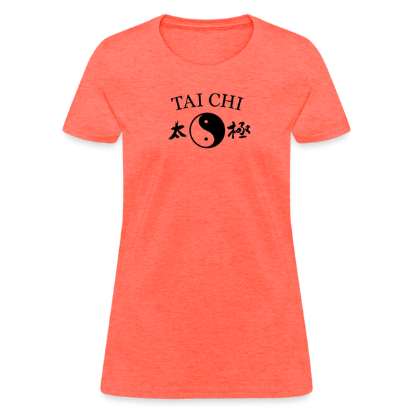 Tai Chi Yin and Yang with Kanji Women's T-Shirt - heather coral
