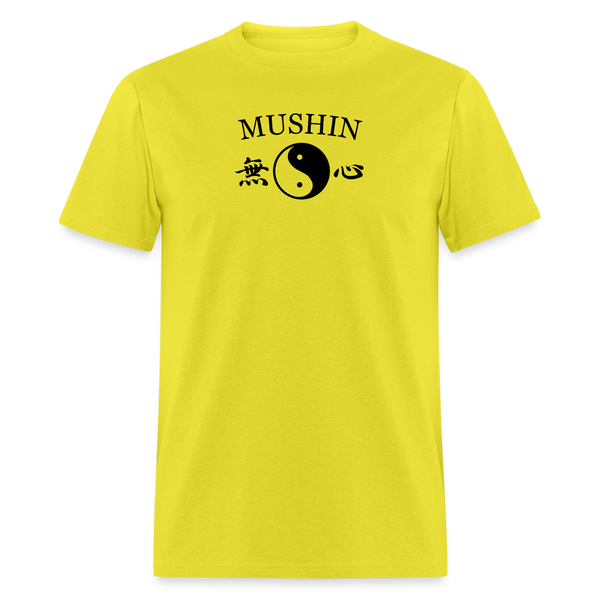 Mushin Kanji with Yin and Yang Men's T-Shirt - yellow