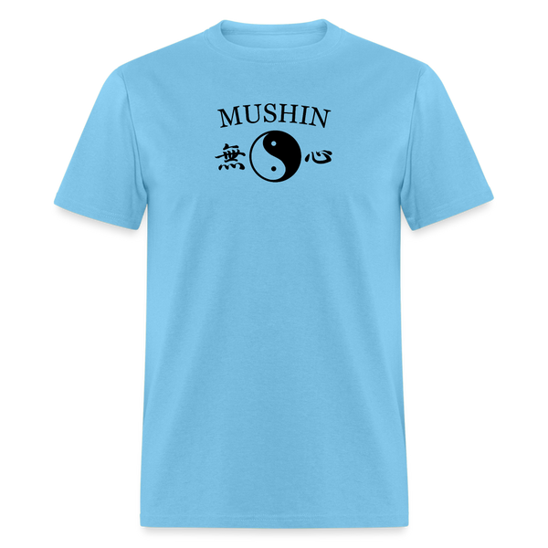 Mushin Kanji with Yin and Yang Men's T-Shirt - aquatic blue