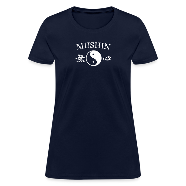 Mushin Kanji with Yin and Yang Women's T-Shirt - navy