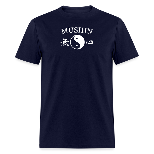 Mushin Kanji with Yin and Yang Men's T-Shirt - navy