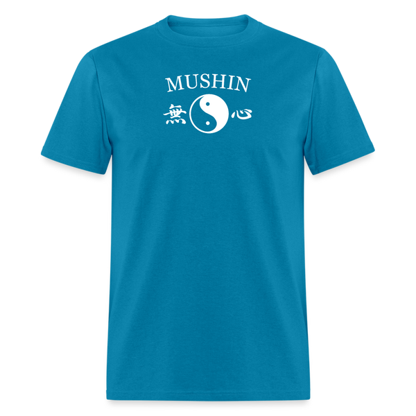 Mushin Kanji with Yin and Yang Men's T-Shirt - turquoise