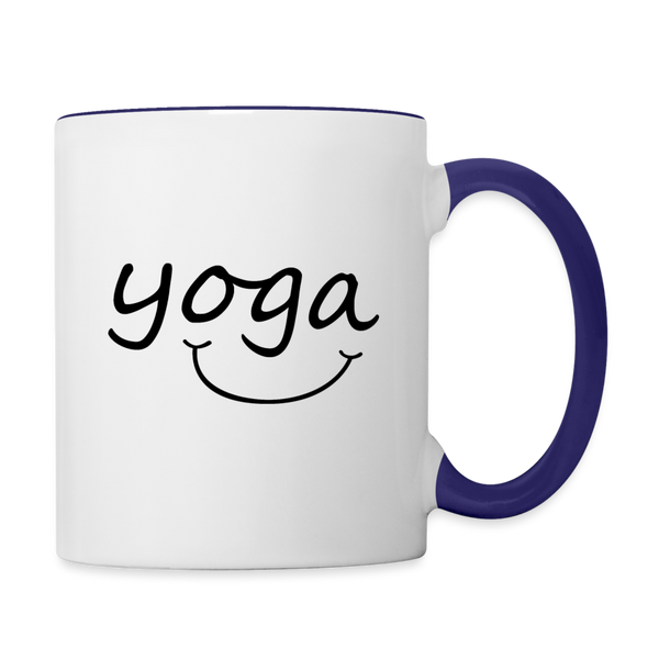 Yoga with a Smile Mug - white/cobalt blue