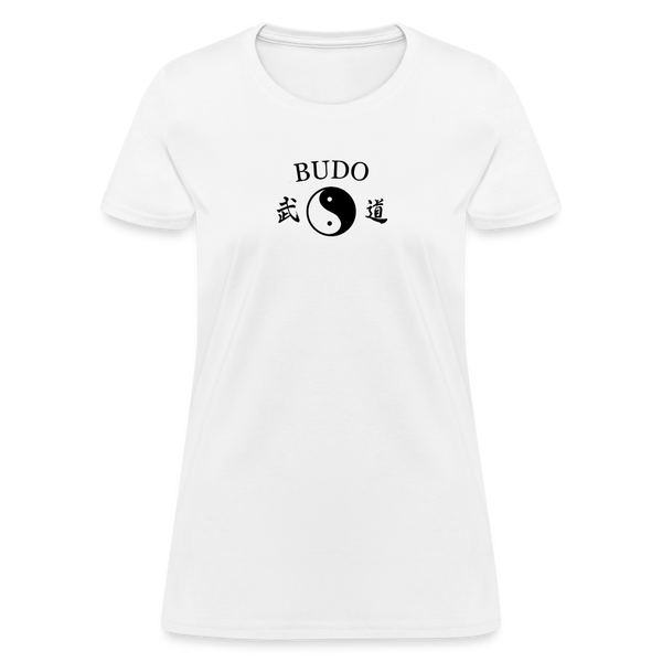 Budo Yin and Yang Kanji Women's T-Shirt - white