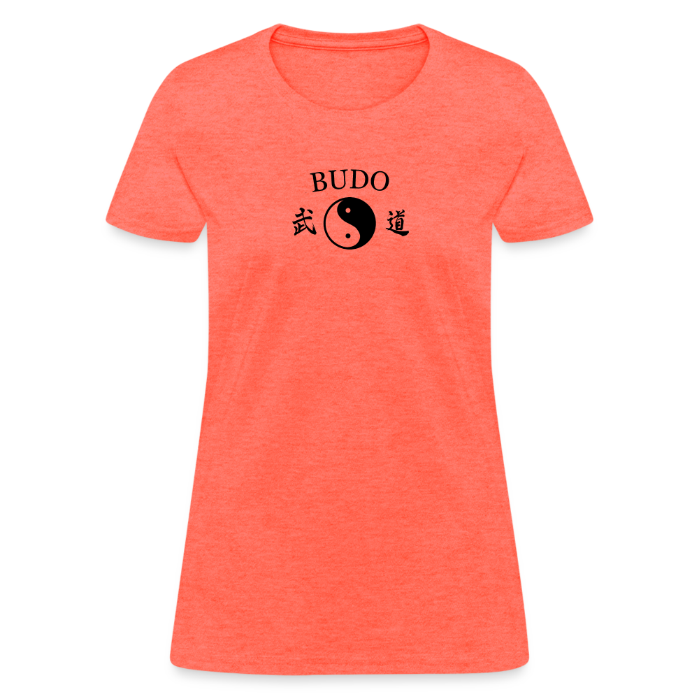 Budo Yin and Yang Kanji Women's T-Shirt - heather coral