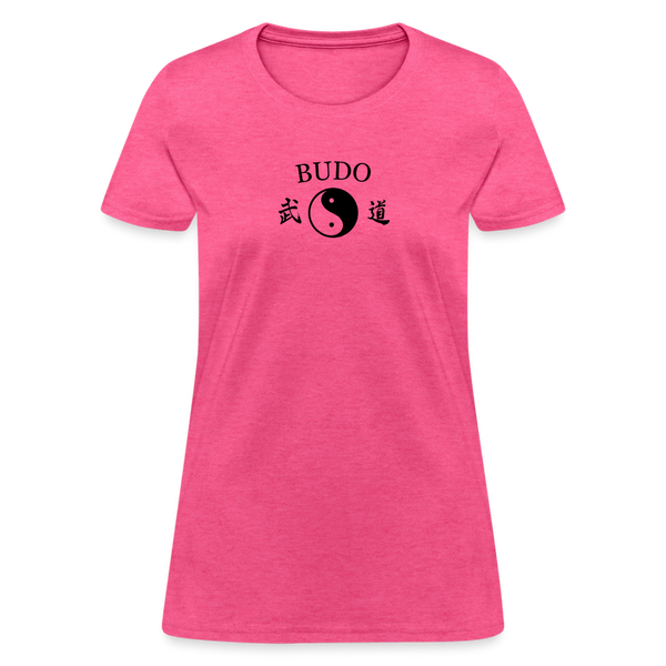 Budo Yin and Yang Kanji Women's T-Shirt - heather pink