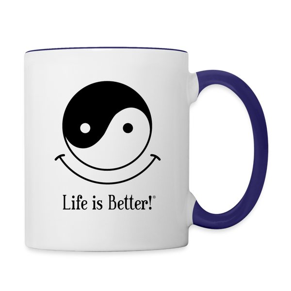 Yin and Yang Life is Better!® Mug - white/cobalt blue