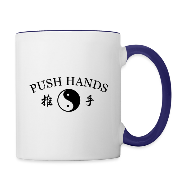 Push Hands Coffee Mug - white/cobalt blue