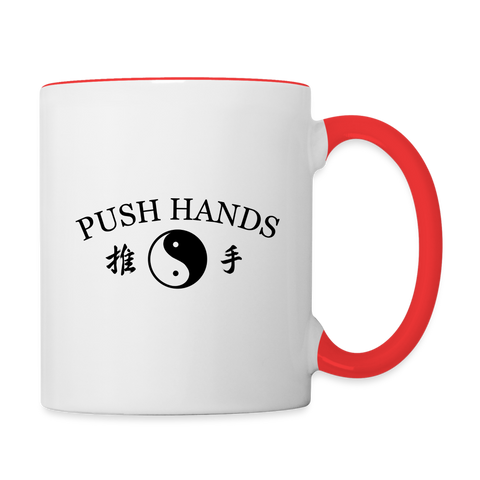 Push Hands Coffee Mug - white/red