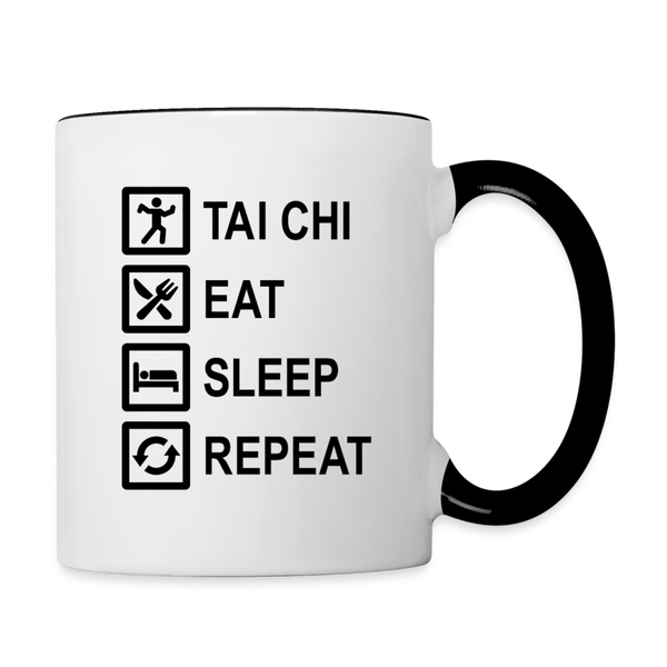 Tai Chi, Eat, Sleep, Repeat Coffee Mug - white/black