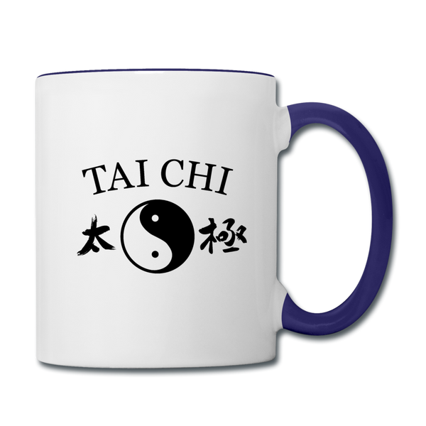 Tai Chi Yin and Yang with Kanji Mug - white/cobalt blue