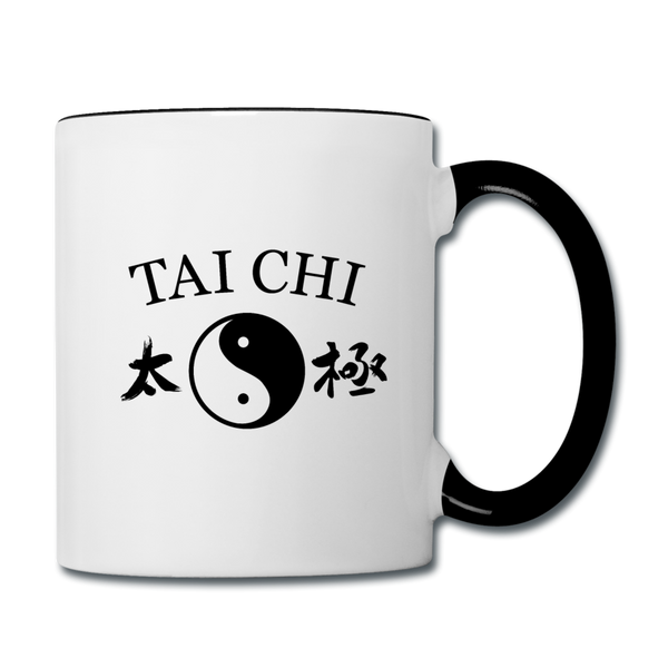 Tai Chi Yin and Yang with Kanji Mug - white/black