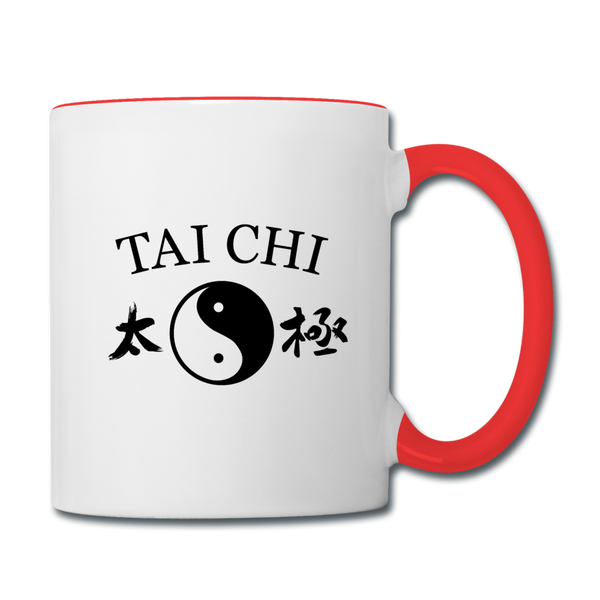 Tai Chi Yin and Yang with Kanji Mug - white/red